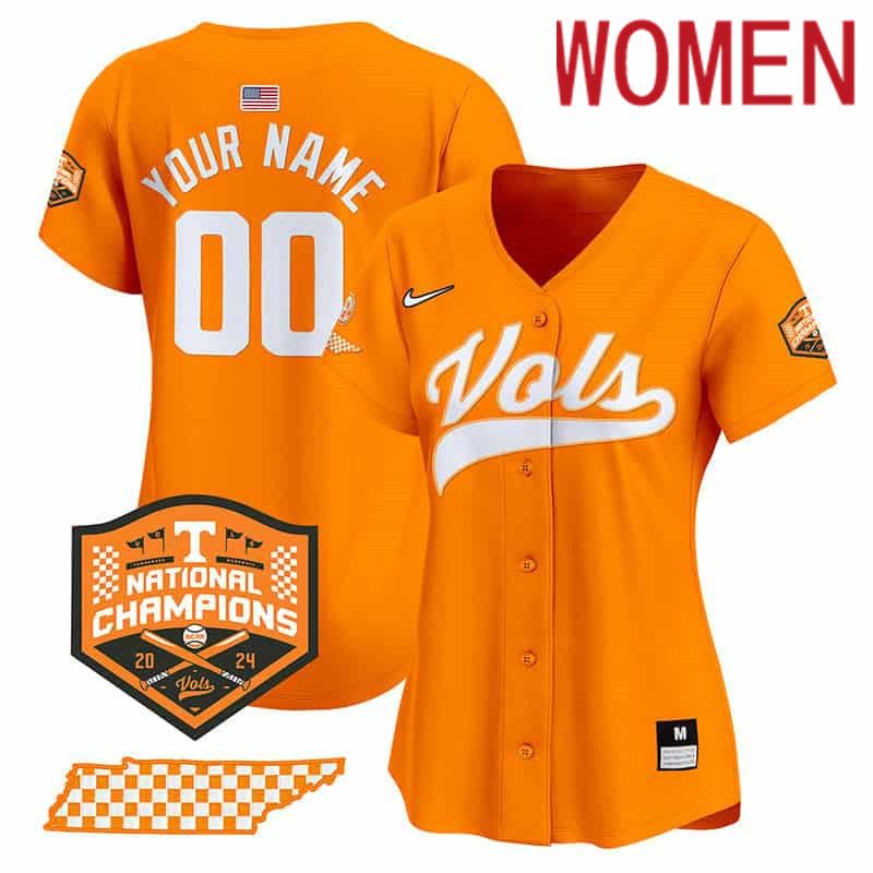 Women Tennessee Volunteers Orange 2024 Nike Champions Vapor Premier Limited Custom NCAA Jersey->women nfl jersey->Women Jersey